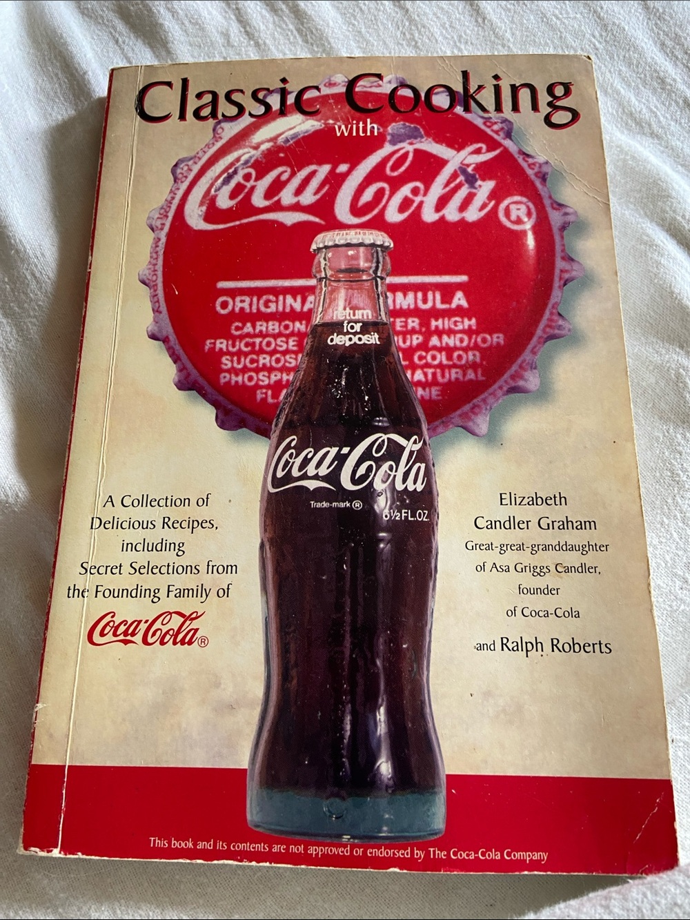 Coca-Cola Cookbook book Cover Red white Cream glass brown Coca Cola Coke bottle